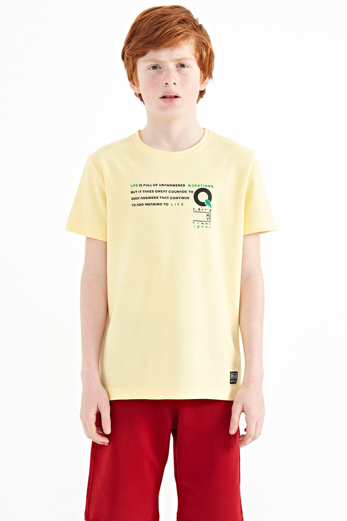 Yellow Print Detailed O Collar Standard Fit Boys T-Shirt - 11145