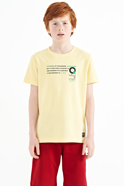Yellow Print Detailed O Collar Standard Fit Boys T-Shirt - 11145