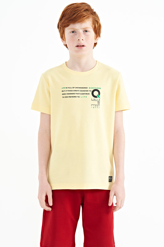 Yellow Print Detailed O Collar Standard Fit Boys T-Shirt - 11145