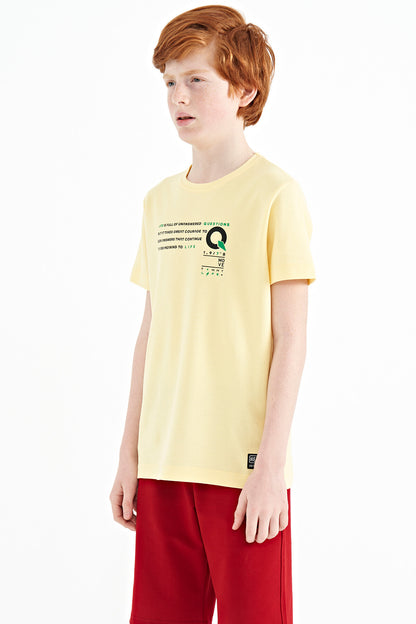 Yellow Print Detailed O Collar Standard Fit Boys T-Shirt - 11145