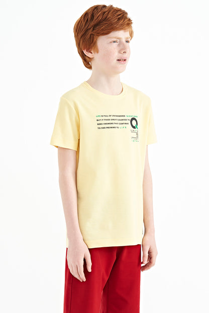 Yellow Print Detailed O Collar Standard Fit Boys T-Shirt - 11145