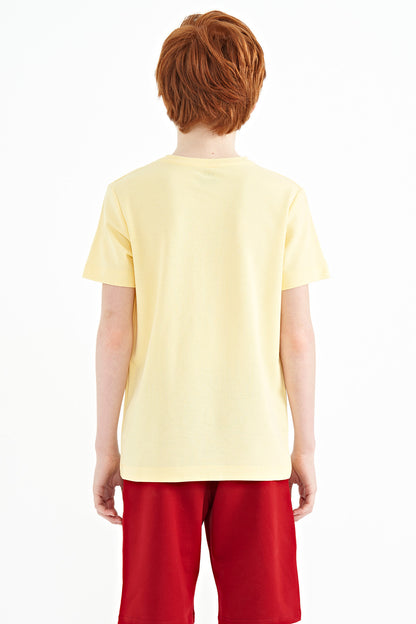 Yellow Print Detailed O Collar Standard Fit Boys T-Shirt - 11145