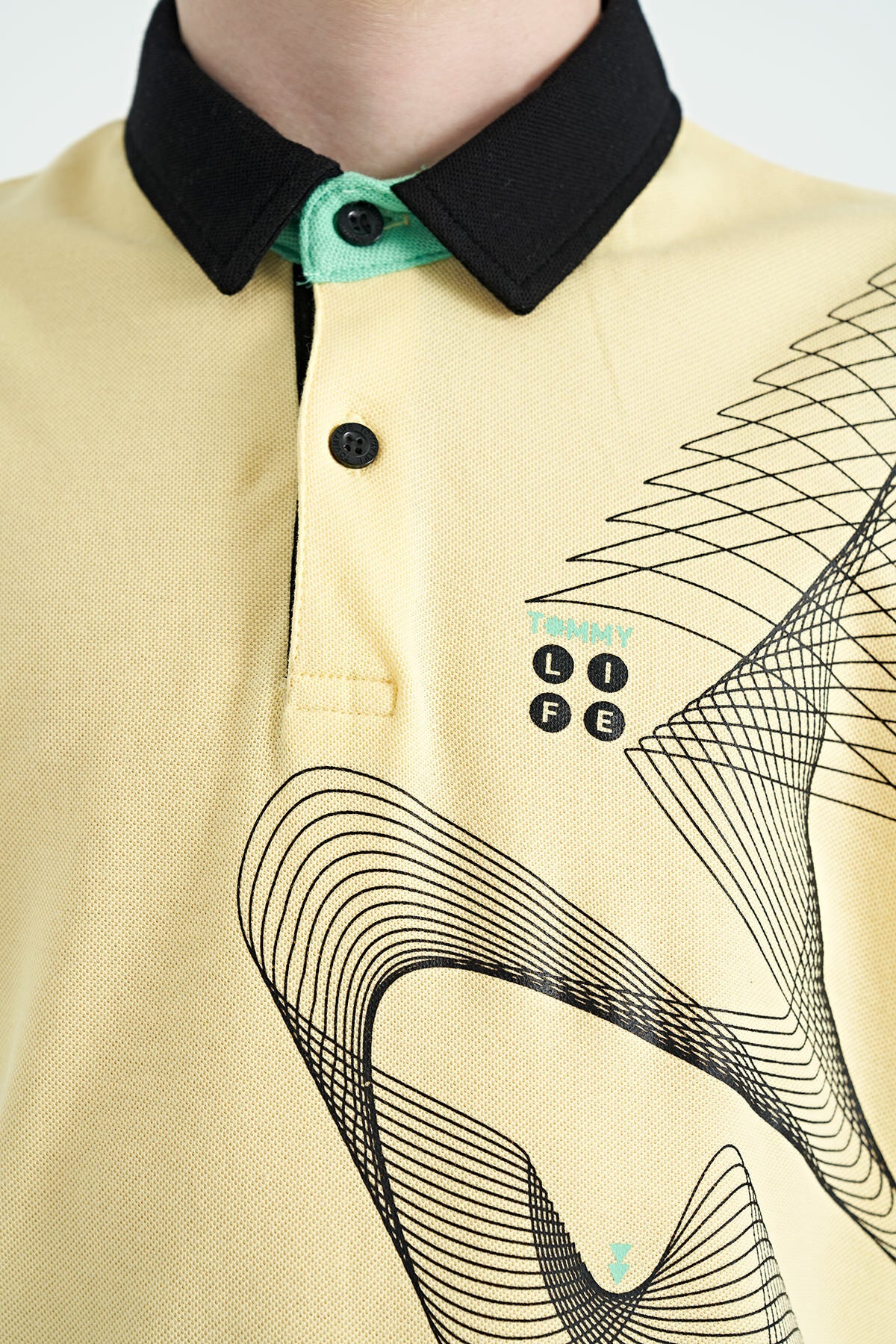 Standard Mold Detailed Printed Polo Collar Boys' T-Shirt - 11164