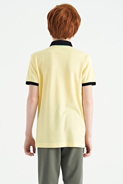 Standard Mold Detailed Printed Polo Collar Boys' T-Shirt - 11164