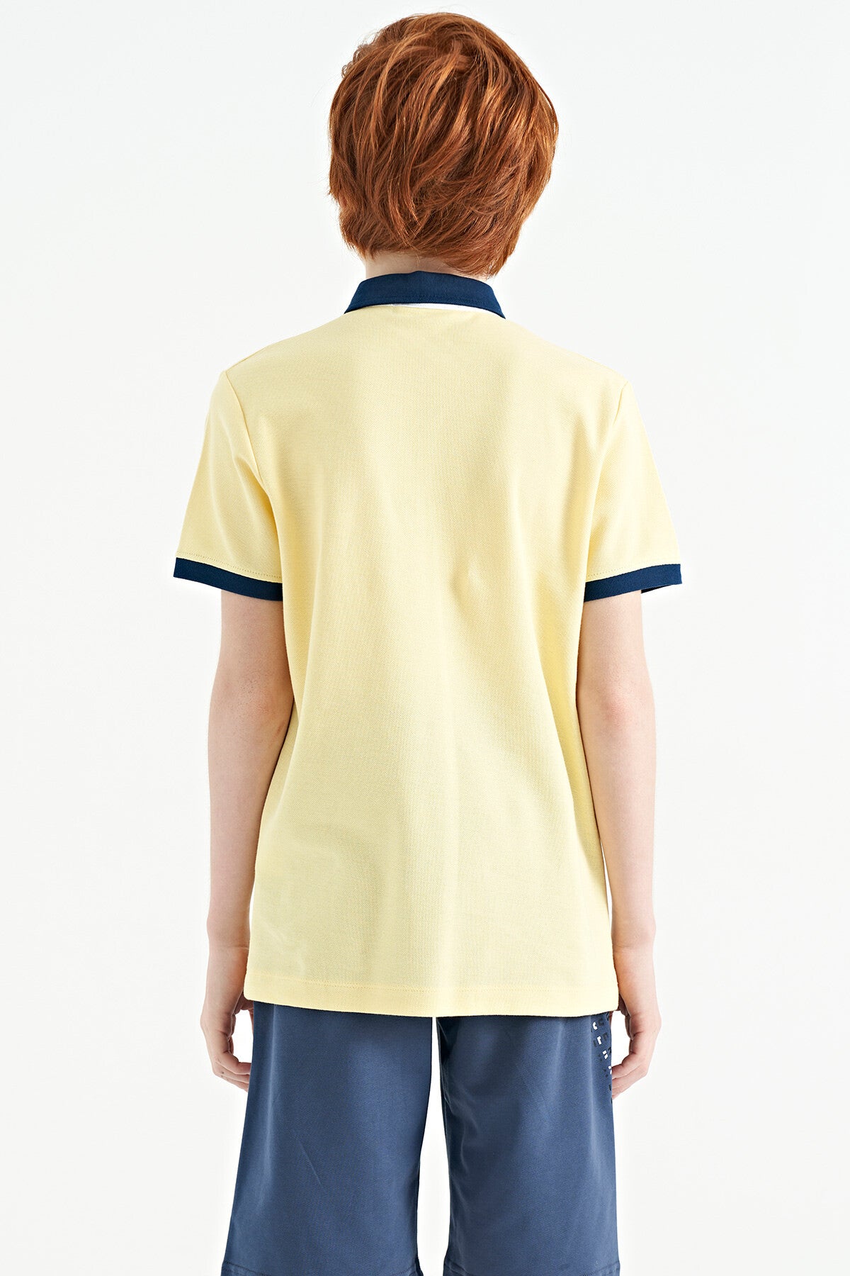 Yellow Printed Pocket Detailed Standard Fit Polo Collar Boys T-Shirt - 11144