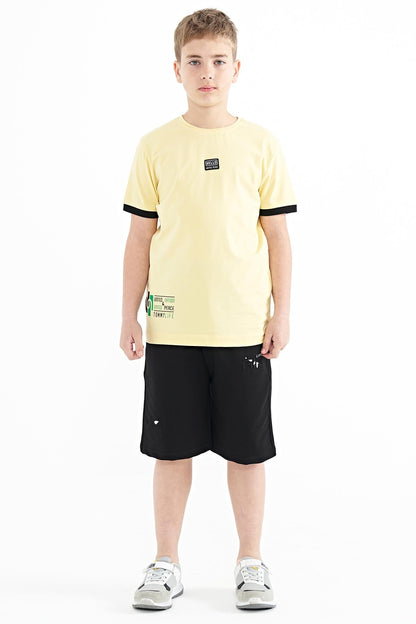 Yellow Printed Standard Fit O Collar Boys T-Shirt - 11097