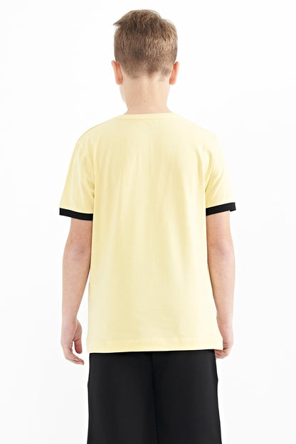 Yellow Printed Standard Fit O Collar Boys T-Shirt - 11097