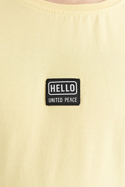 Yellow Printed Standard Fit O Collar Boys T-Shirt - 11097