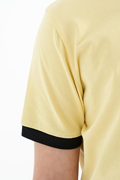 Yellow Printed Standard Fit O Collar Boys T-Shirt - 11097