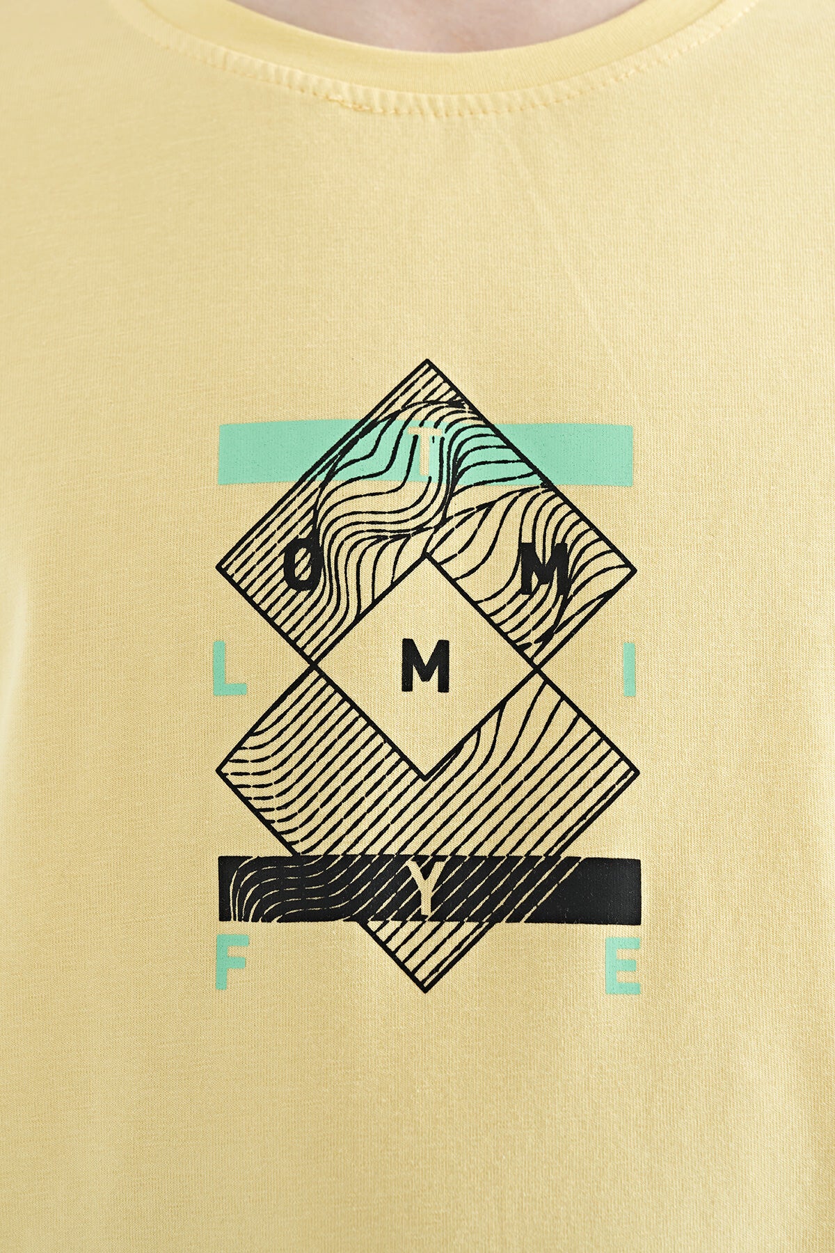 Colored Sleeve Cuff Detailed Printed Oversize Boys T-Shirt - 11137