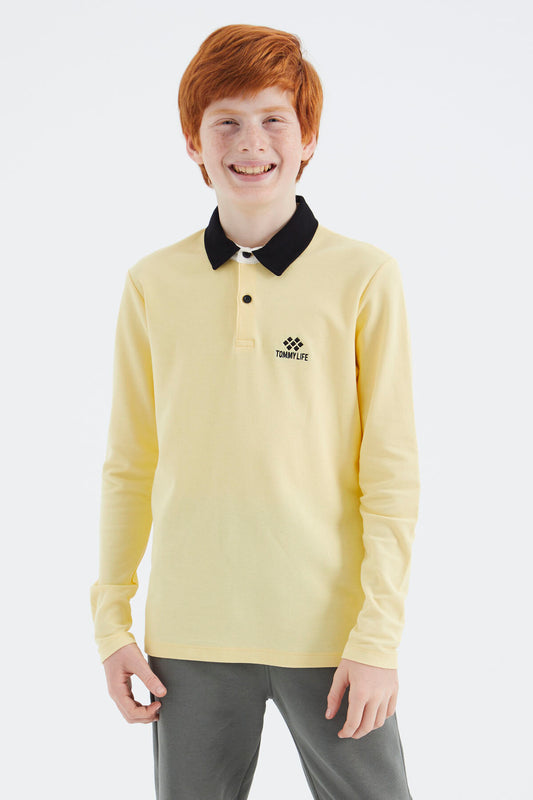 Yellow Polo Collar Basic Boys T-Shirt - 11171