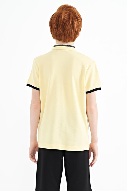 Blue Collar Color Block Print Detailed Standard Cut Boys' T-Shirt - 11111