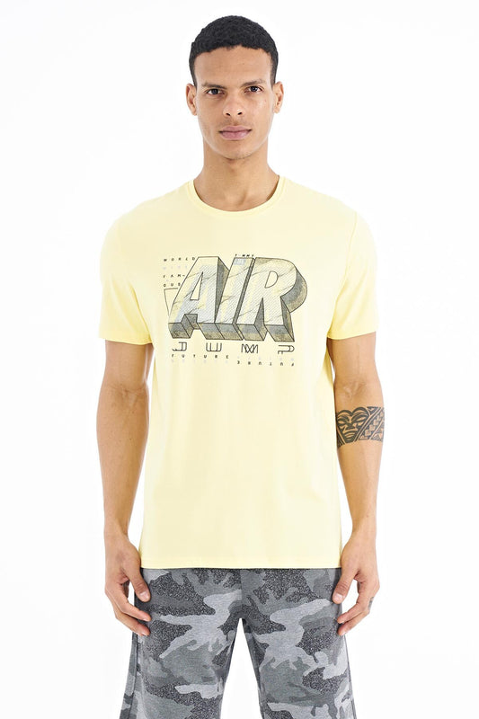 Yellow Print O Collar Standard Cut Men's T-Shirt - 88199