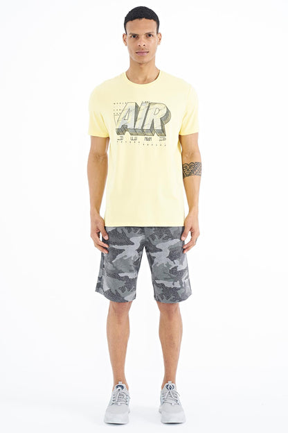 Yellow Print O Collar Standard Cut Men's T-Shirt - 88199