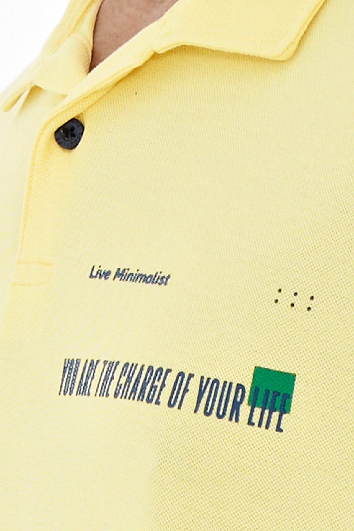 Yellow Print Standard Fit Polo Collar Men's T-shirt - 88236