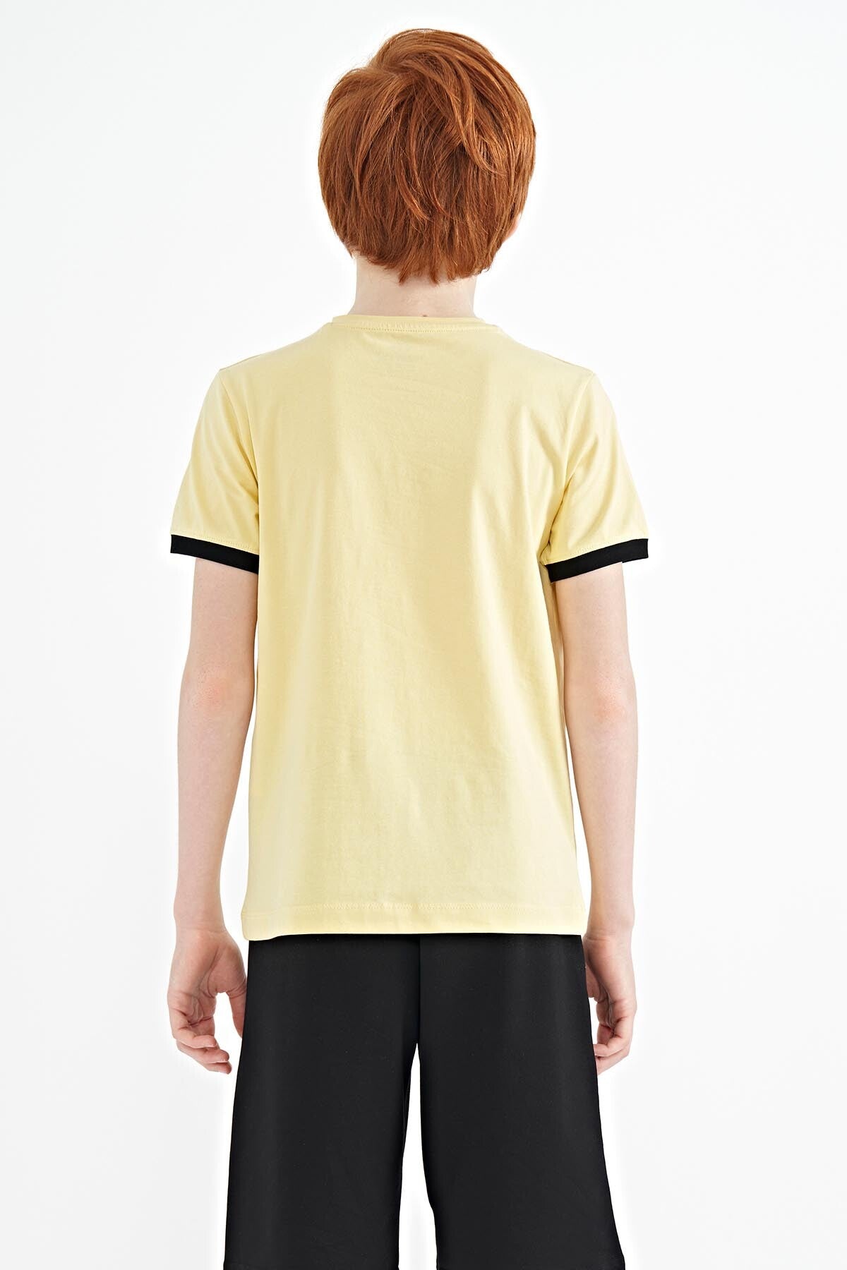 Yellow Print Standard Fit O Neck Boys' T-Shirt - 11098