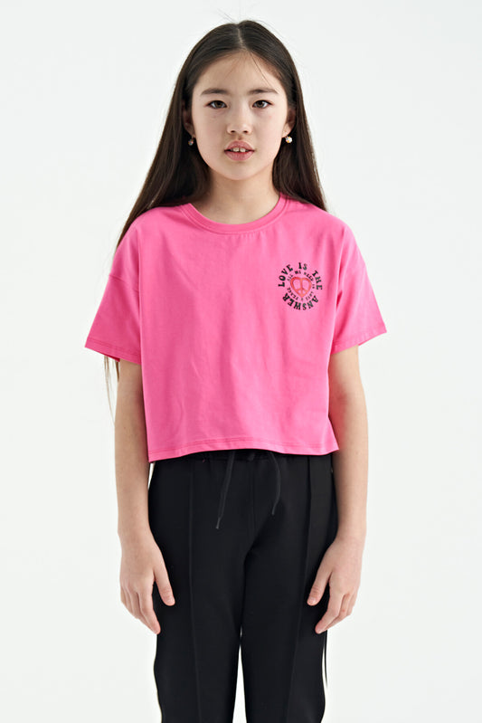 Pink Sugar Front and Back Printed O Collar Low Shoulder Oversize Short Sleeve Girls T-Shirt - 75126