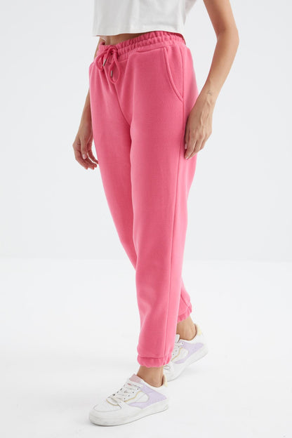 Sugar Pink High Waist Basic Laced Jogger Polar Women's Tracksuit Bottom - 94622