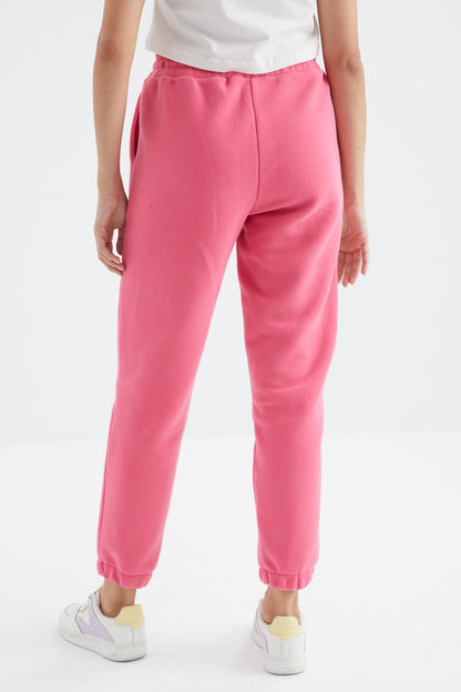 Sugar Pink High Waist Basic Laced Jogger Polar Women's Tracksuit Bottom - 94622
