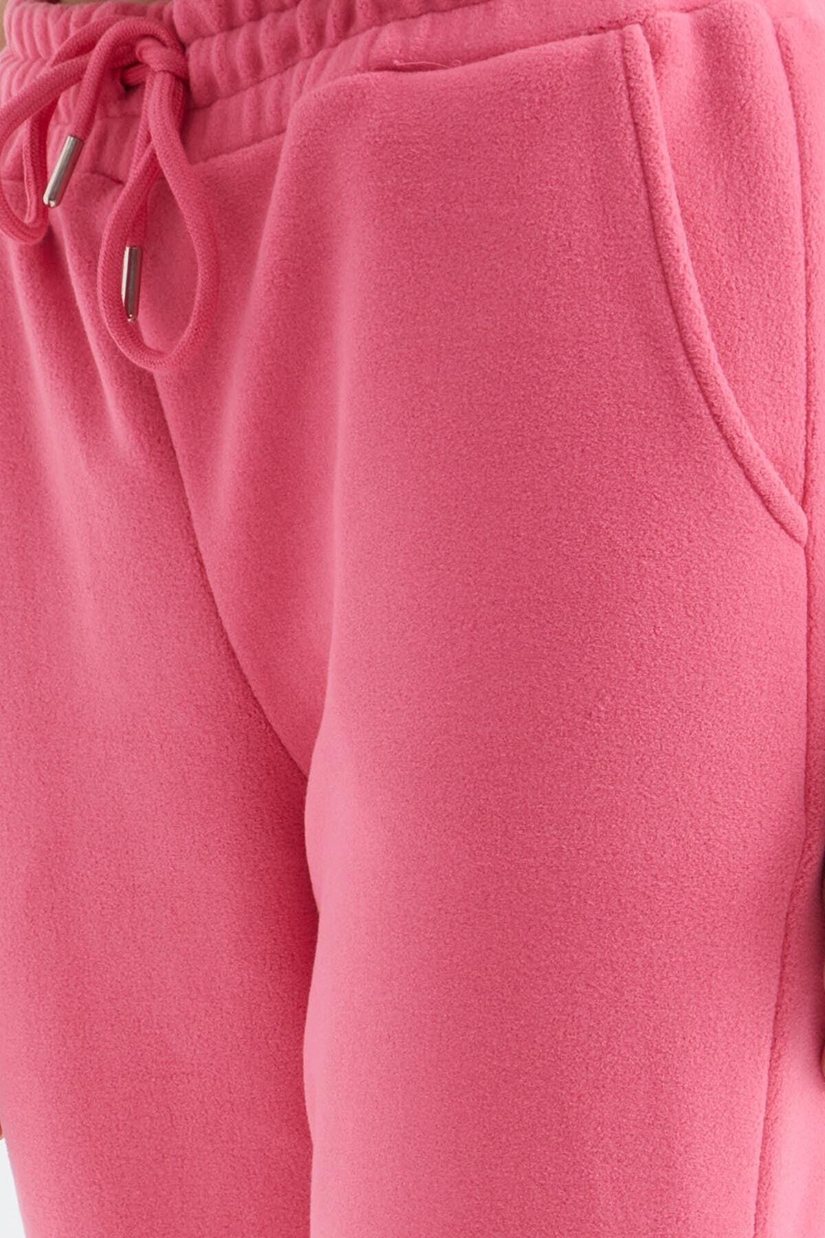 Sugar Pink High Waist Basic Laced Jogger Polar Women's Tracksuit Bottom - 94622