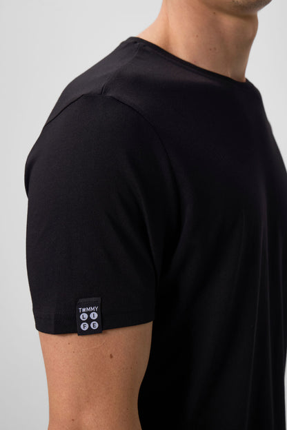 Black Men's Basic Short Sleeve Standard Fit O Neck T-shirt - 87911