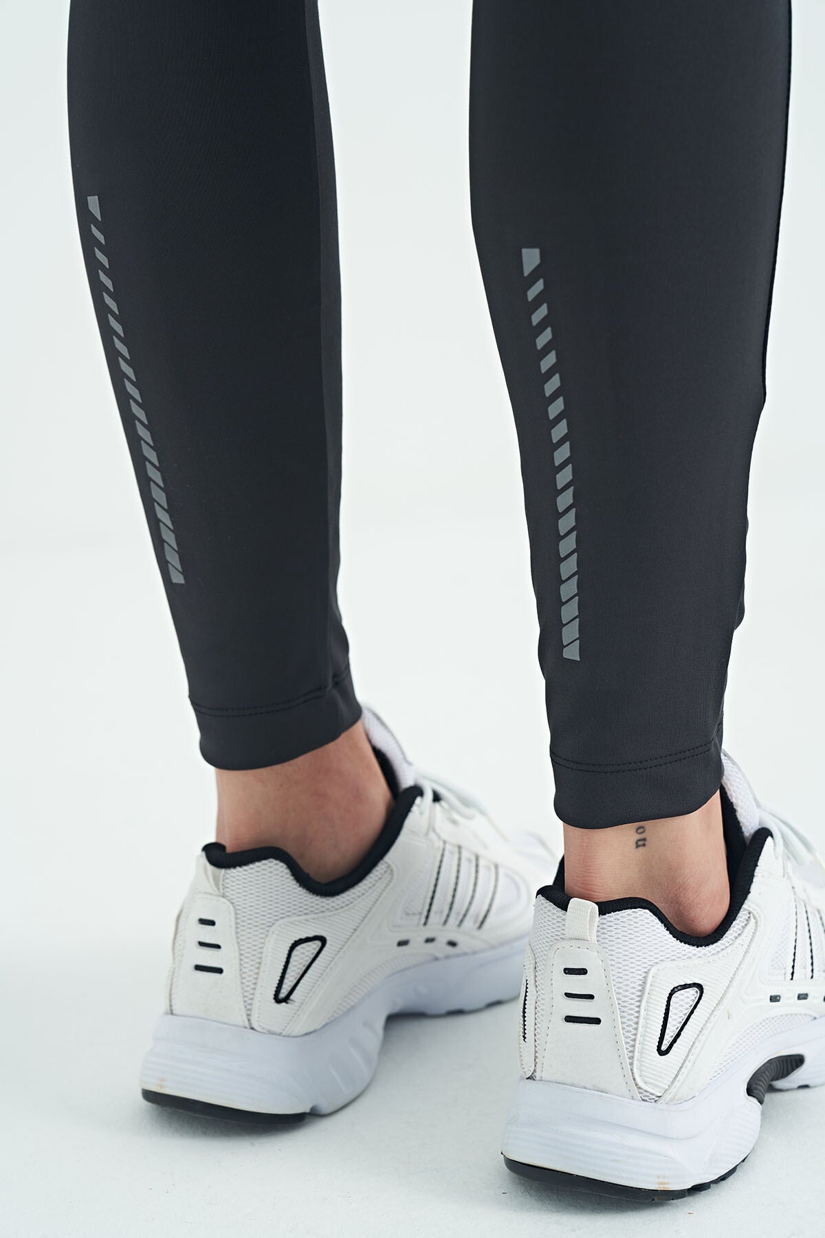 Black Back Ankle Print Detailed High Waist Slim Fit Active Sports Men's Tights - 84988