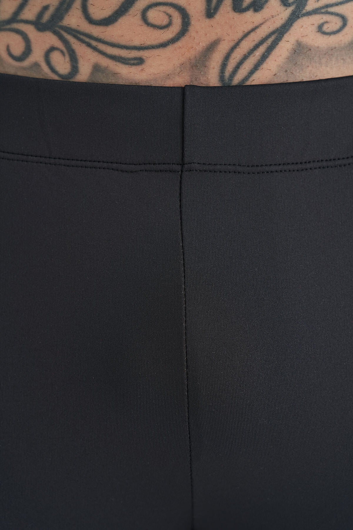 Black Back Ankle Print Detailed High Waist Slim Fit Active Sports Men's Tights - 84988