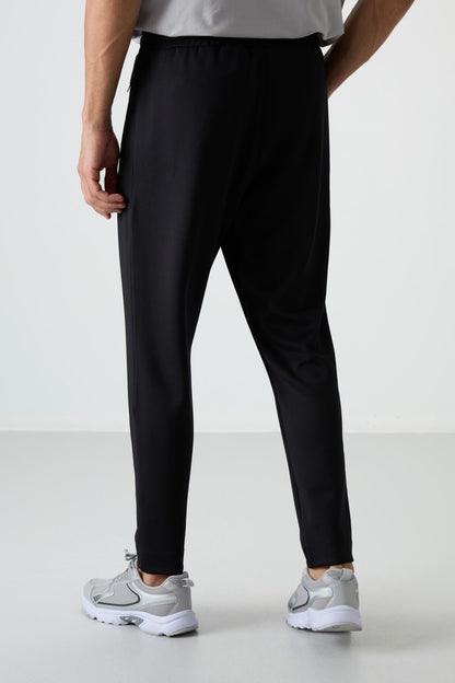 Black Scuba Fabric Men's Tracksuit Bottom - 84950