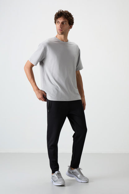 Black Scuba Fabric Men's Tracksuit Bottom - 84950