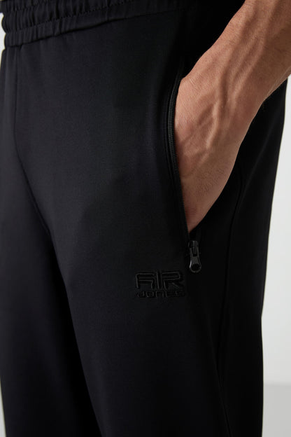 Black Scuba Fabric Men's Tracksuit Bottom - 84950