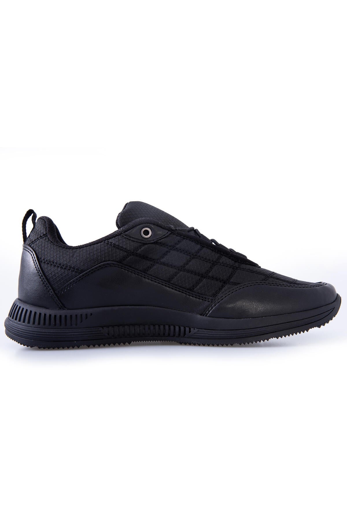 Black Laced Quilted PU Leather Detailed Men's Sports Shoe - 89096