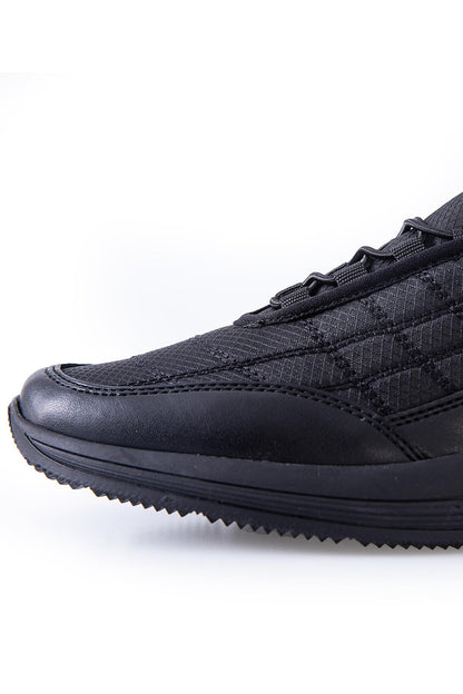 Black Laced Quilted PU Leather Detailed Men's Sports Shoe - 89096