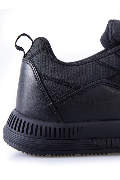 Black Laced Quilted PU Leather Detailed Men's Sports Shoe - 89096