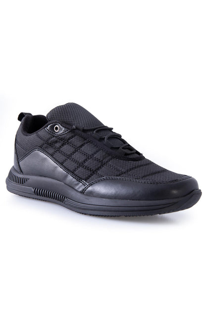 Black Laced Quilted PU Leather Detailed Men's Sports Shoe - 89096