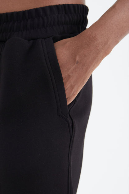 Black Laced Front Stitch Detailed Standard Fit Men's Tracksuit Bottom - 84994