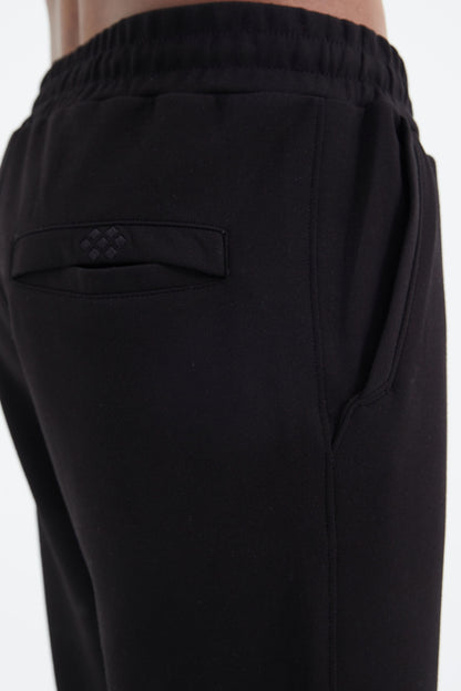 Black Laced Front Stitch Detailed Standard Fit Men's Tracksuit Bottom - 84994