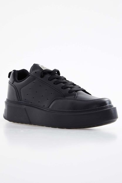 Black Laced Relax Fit Women's Sports Shoes - 89105