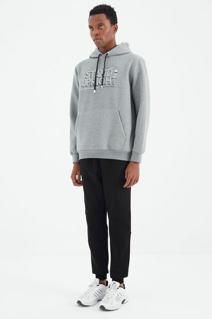 Black Laced Striped Detailed Relax Fit Men's Tracksuit Bottom - 82106