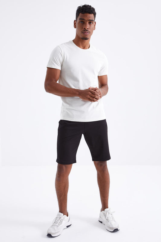 Black Laced Standard Cut Basic Men's Shorts - 81212