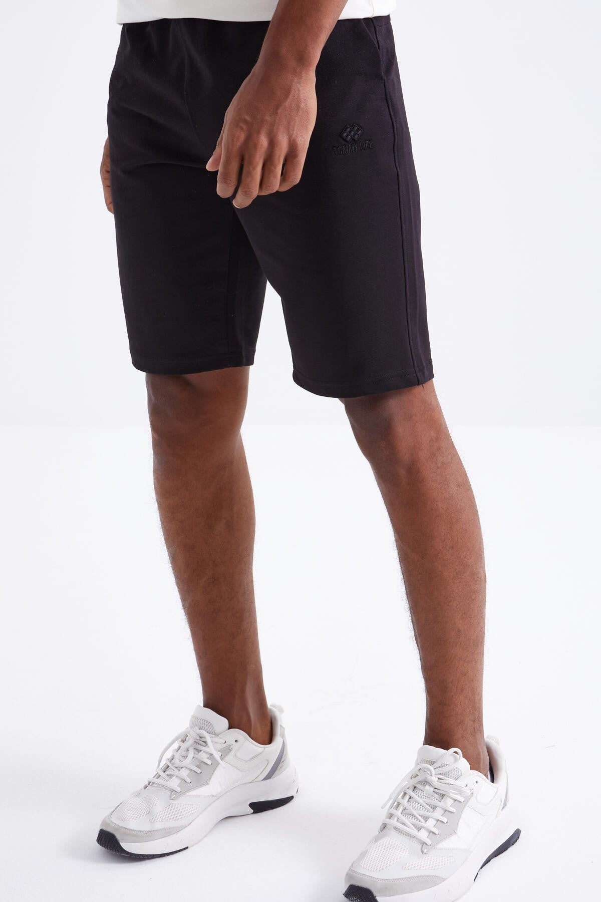 Black Laced Standard Cut Basic Men's Shorts - 81212