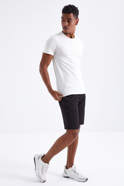 Black Laced Standard Cut Basic Men's Shorts - 81212