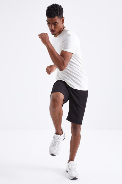 Black Laced Standard Cut Basic Men's Shorts - 81212