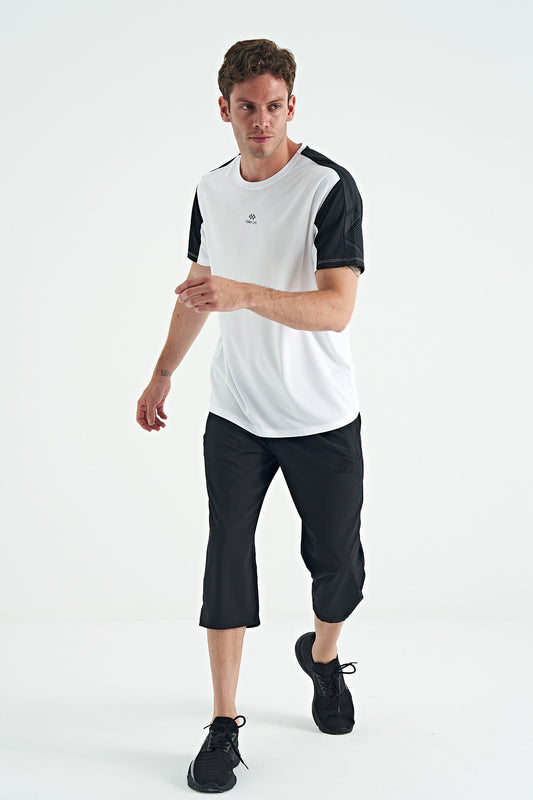 Black Laced Standard Fit Zippered Pocket Active Sports Men's Capri - 83096