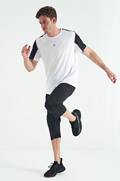 Black Laced Standard Fit Zippered Pocket Active Sports Men's Capri - 83096