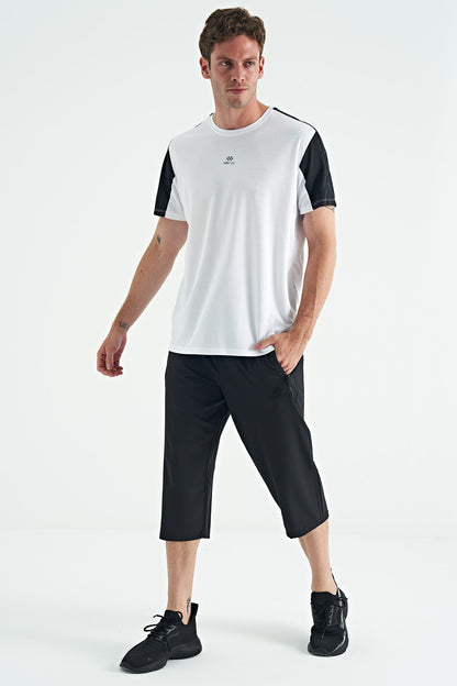 Black Laced Standard Fit Zippered Pocket Active Sports Men's Capri - 83096