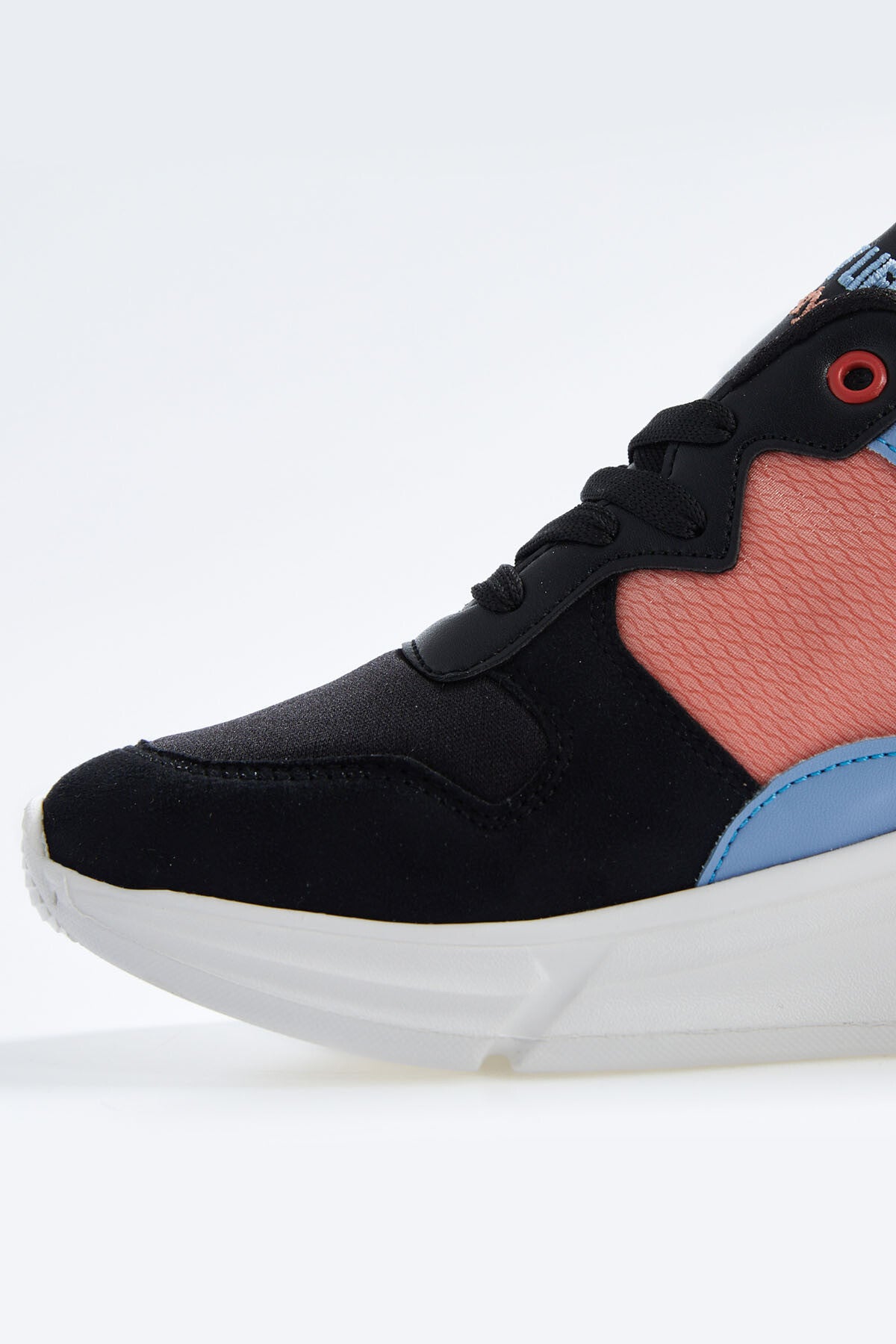 Black Laced High Sole File Detailed Colorful Women's Sports Shoes - 89203