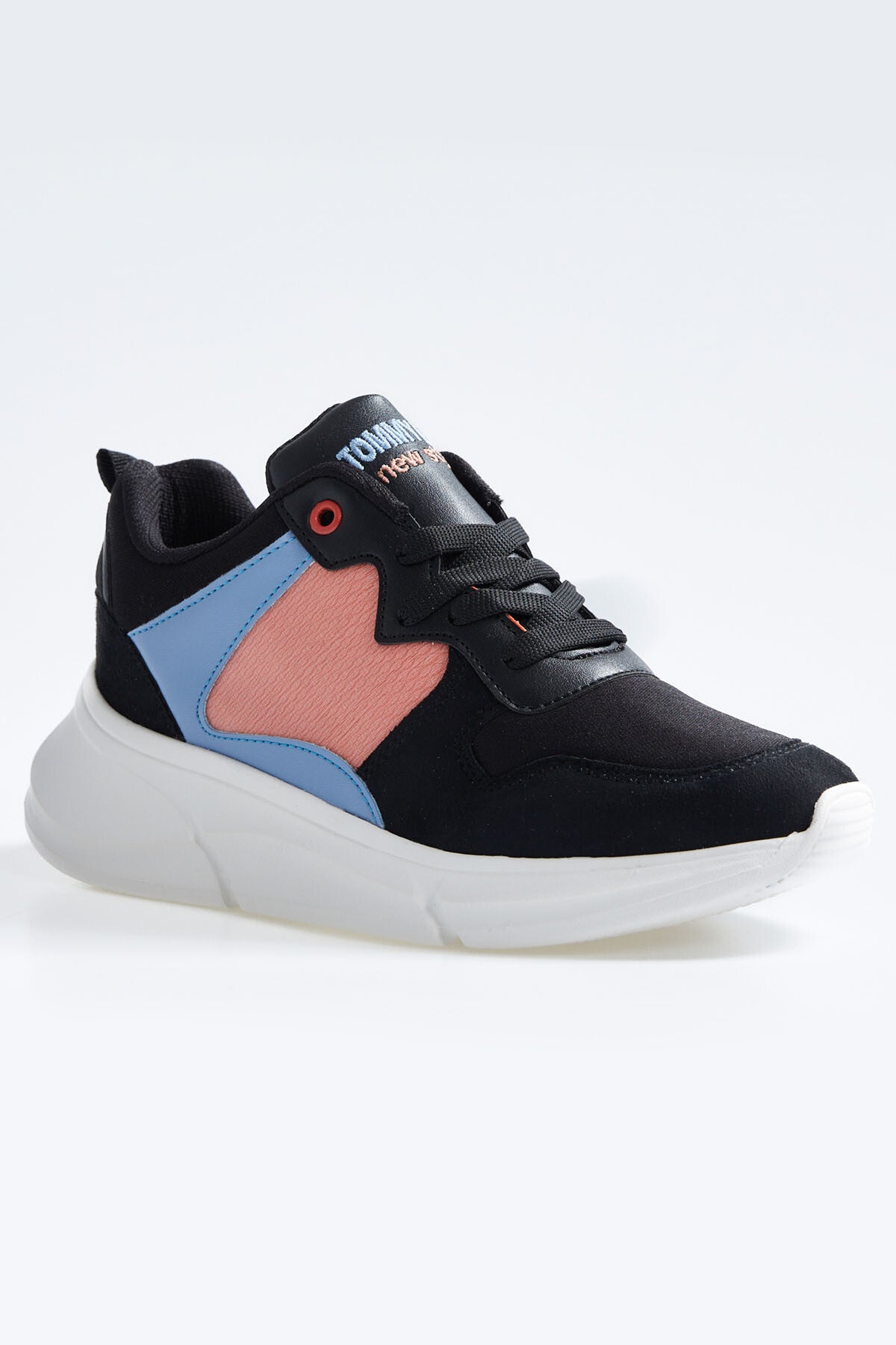 Black Laced High Sole File Detailed Colorful Women's Sports Shoes - 89203