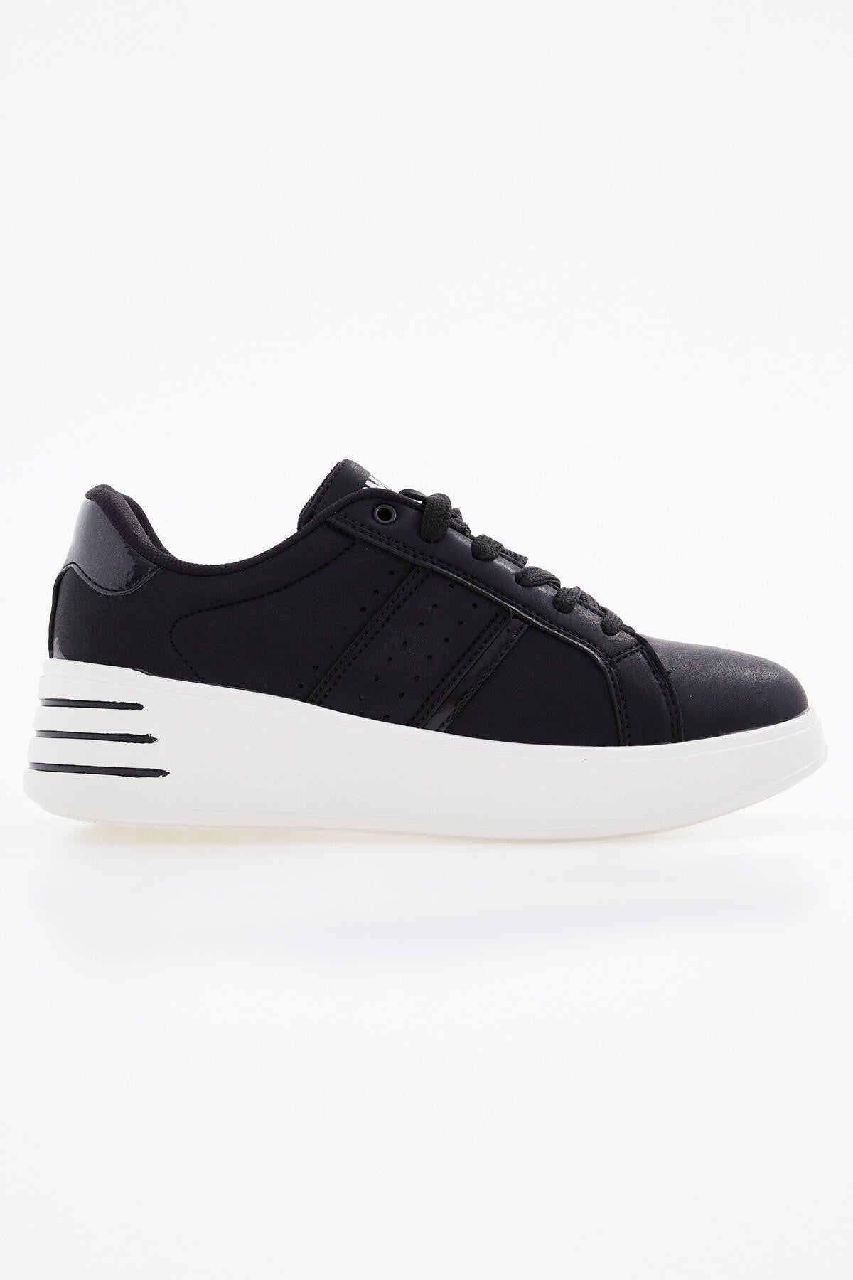 Black Laced High Sole Daily Women's Sneakers - 89071