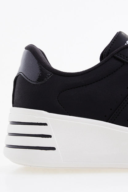 Black Laced High Sole Daily Women's Sneakers - 89071