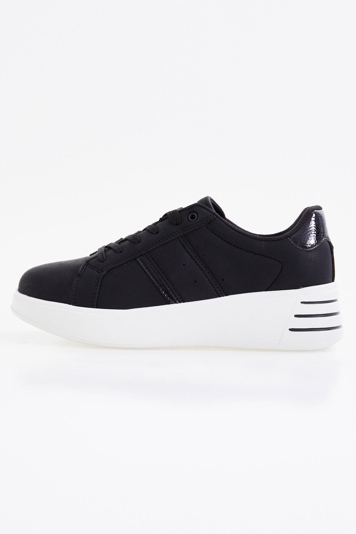 Black Laced High Sole Daily Women's Sneakers - 89071